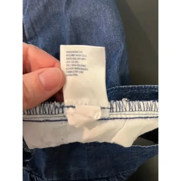 Old Navy Women's A-Line Chambray Skirt Size S Blue Short Casual Elastic Waist - Picture 8 of 8